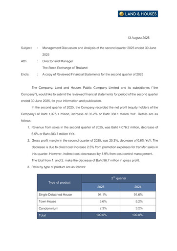 Thumbnail Land and Houses Quarterly Report 2025-q2