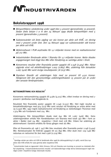 Thumbnail Industrivarden Financial Report 1998