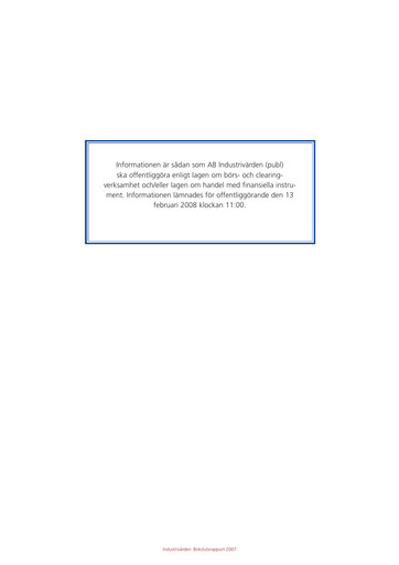 Thumbnail Industrivarden Financial Report 2007