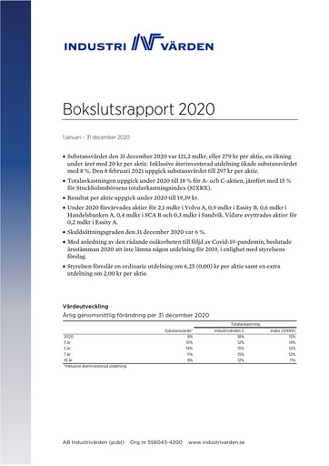 Thumbnail Industrivarden Financial Report 2020