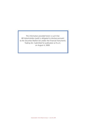 Thumbnail Industrivarden Half-year Report 2009-h1