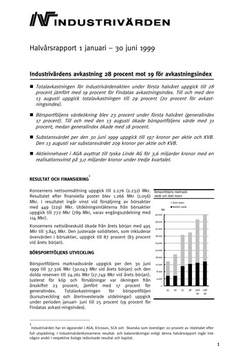 Thumbnail Industrivarden Half-year Report 1999-h1