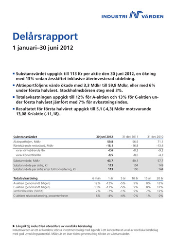 Thumbnail Industrivarden Half-year Report 2012-h1