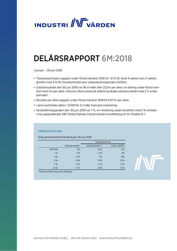 Thumbnail Industrivarden Half-year Report 2018-h1