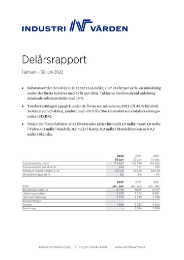 Thumbnail Industrivarden Half-year Report 2022-h1