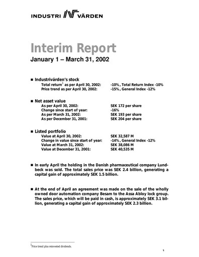 Thumbnail Industrivarden Quarterly Report 2002-q1