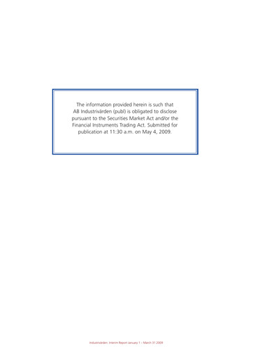 Thumbnail Industrivarden Quarterly Report 2009-q1