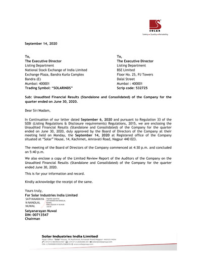 Thumbnail Solar Industries India Quarterly Report 2021-q1
