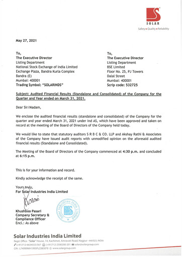 Thumbnail Solar Industries India Quarterly Report 2021-q4