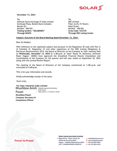 Thumbnail Solar Industries India Quarterly Report 2025-q2