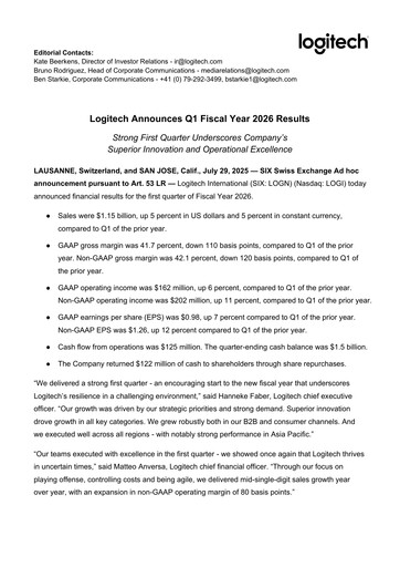 Thumbnail Logitech Quarterly Report 2026-q1