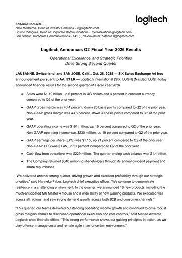 Thumbnail Logitech Quarterly Report 2026-q2