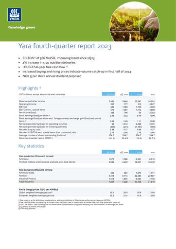 Thumbnail Yara International
 Quarterly Report 2023-q4