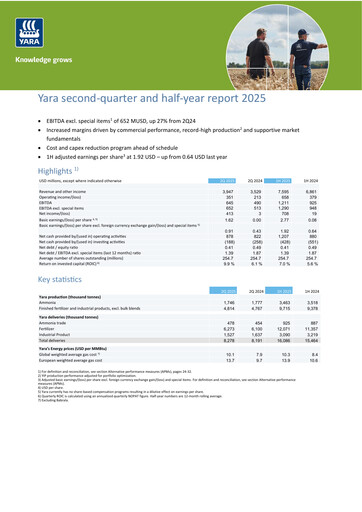 Thumbnail Yara International
 Quarterly Report 2025-q2