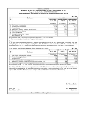 Thumbnail Thermax Quarterly Report 2018-q3