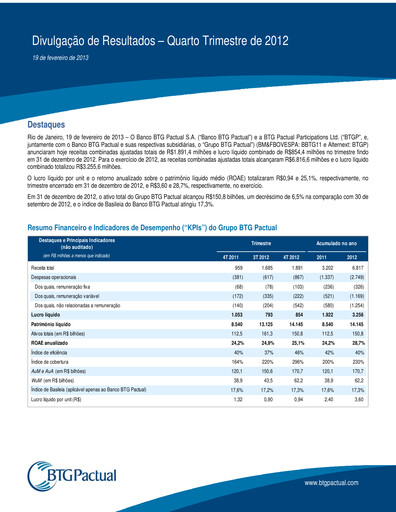 Thumbnail BTG Pactual Quarterly Report 2012-q4