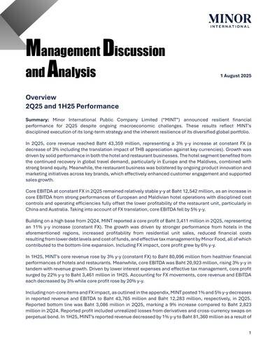 Thumbnail Minor International Quarterly Report 2025-q2