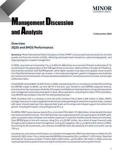 Thumbnail Minor International Quarterly Report 2025-q3