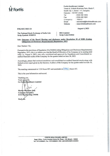 Vorschaubild Fortis Healthcare Quartalsbericht 2024-q1