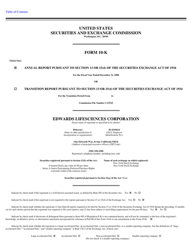 Thumbnail Edwards Lifesciences Annual Report 2008