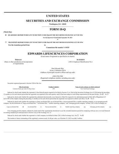 Vorschaubild Edwards Lifesciences Quartalsbericht 2023-q3