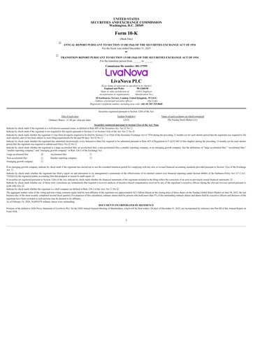 Thumbnail LivaNova Annual Report 2025