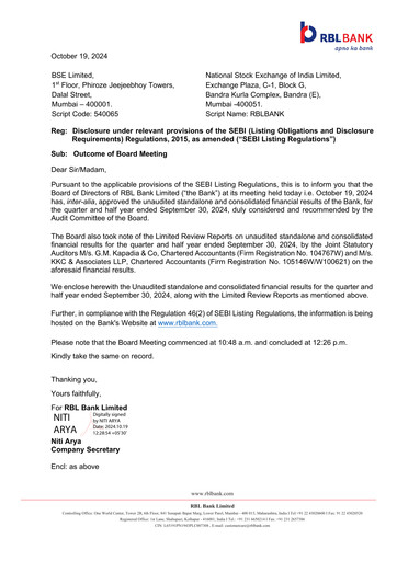Thumbnail RBL Bank
 Quarterly Report 2024-q2