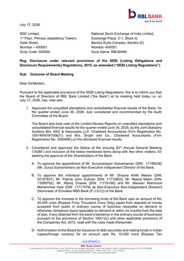 Thumbnail RBL Bank
 Quarterly Report 2026-q1