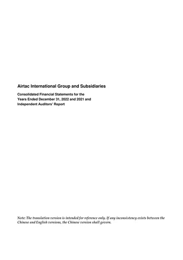 Thumbnail AirTAC International Financial Statement 2022