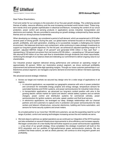 Thumbnail Littelfuse Annual Report 2019