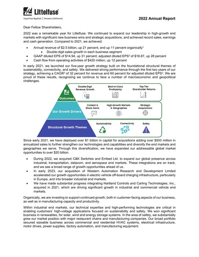 Thumbnail Littelfuse Annual Report 2022