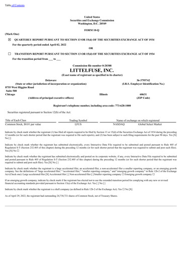 Thumbnail Littelfuse Quarterly Report 2022-q1