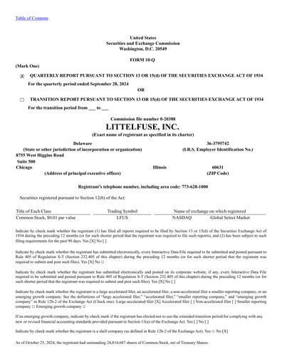 Thumbnail Littelfuse Quarterly Report 2024-q3