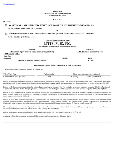Thumbnail Littelfuse Quarterly Report 2026-q1