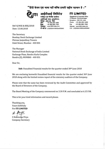 Thumbnail Indian Telephone Industries Quarterly Report 2018-q1