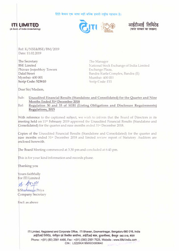 Thumbnail Indian Telephone Industries Quarterly Report 2018-q3