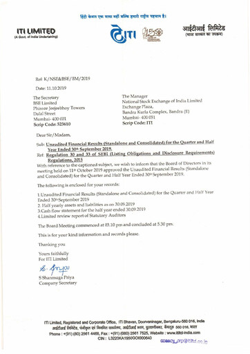 Thumbnail Indian Telephone Industries Quarterly Report 2019-q2