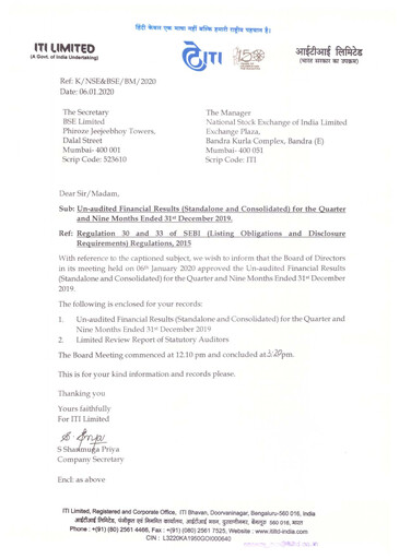 Thumbnail Indian Telephone Industries Quarterly Report 2019-q3