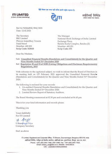 Thumbnail Indian Telephone Industries Quarterly Report 2020-q3