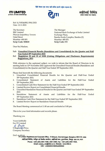 Thumbnail Indian Telephone Industries Quarterly Report 2021-q2