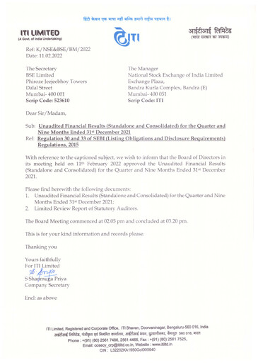 Thumbnail Indian Telephone Industries Quarterly Report 2021-q3