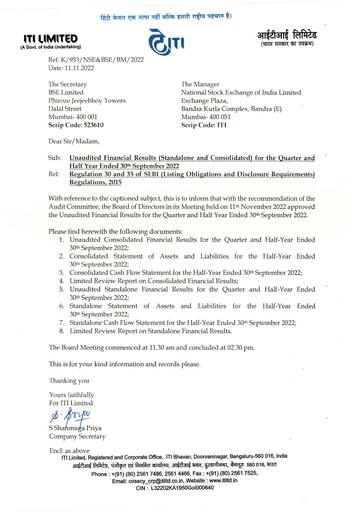 Thumbnail Indian Telephone Industries Quarterly Report 2022-q2