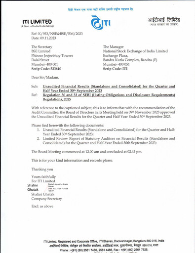 Thumbnail Indian Telephone Industries Quarterly Report 2023-q2