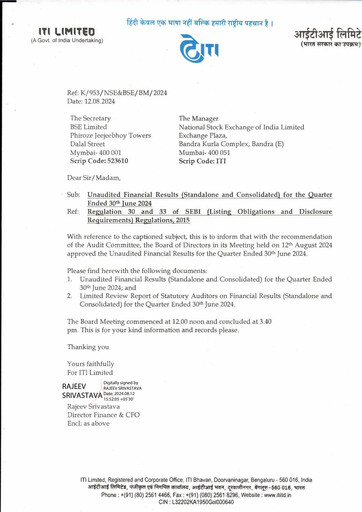 Thumbnail Indian Telephone Industries Quarterly Report 2024-q1