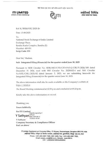 Thumbnail Indian Telephone Industries Quarterly Report 2025-q1