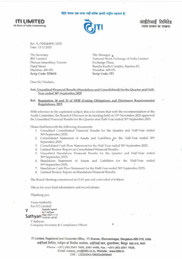 Thumbnail Indian Telephone Industries Quarterly Report 2025-q2