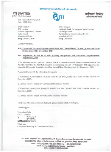 Thumbnail Indian Telephone Industries Quarterly Report 2025-q3