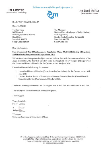 Thumbnail Indian Telephone Industries Quarterly Report 2026-q1