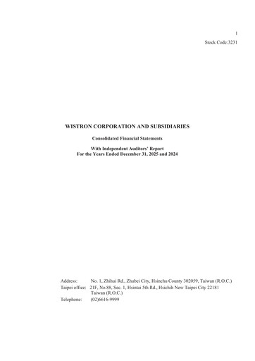 Thumbnail Wistron Corporation Financial Statement 2025