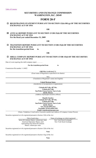 Thumbnail Gruma (Maseca)
 Annual Report 2009